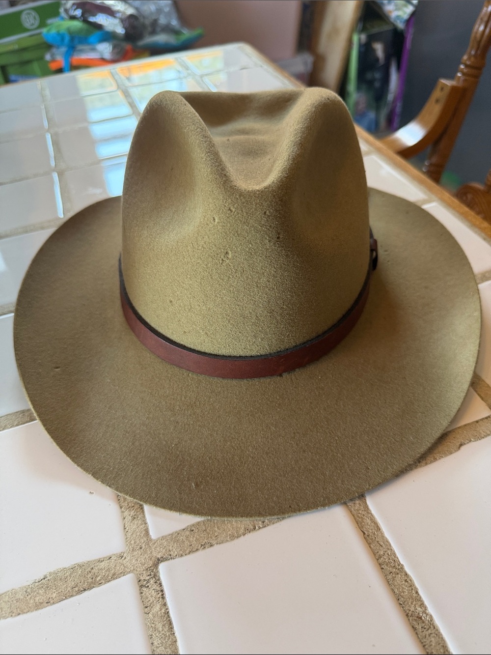 Stetson Mallory Outland Cowboy Hat Leather Band Camel Color Vintage Classic